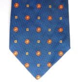 Harrods blue floral silk tie with orange and yellow flower pattern